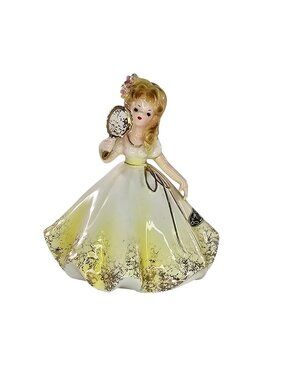 Josef Originals Debby First Formal Series Figurine Vintage Yellow Mirror *CHIP